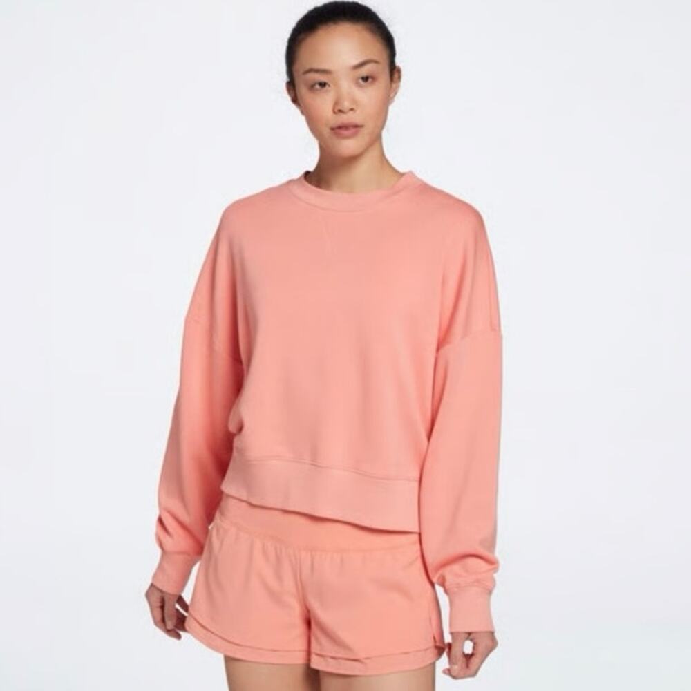 CALIA Women's Ultra Cozy Cinched Crew Sweatshirt Flushed Pink size medium